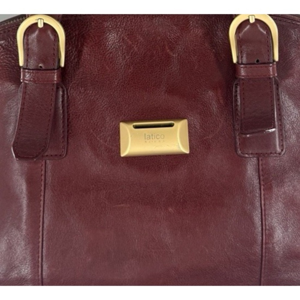 Latico Leathers Burgundy Leather Dome Shoulder Bag Gold Hardware Satchel Red - Picture 3 of 12